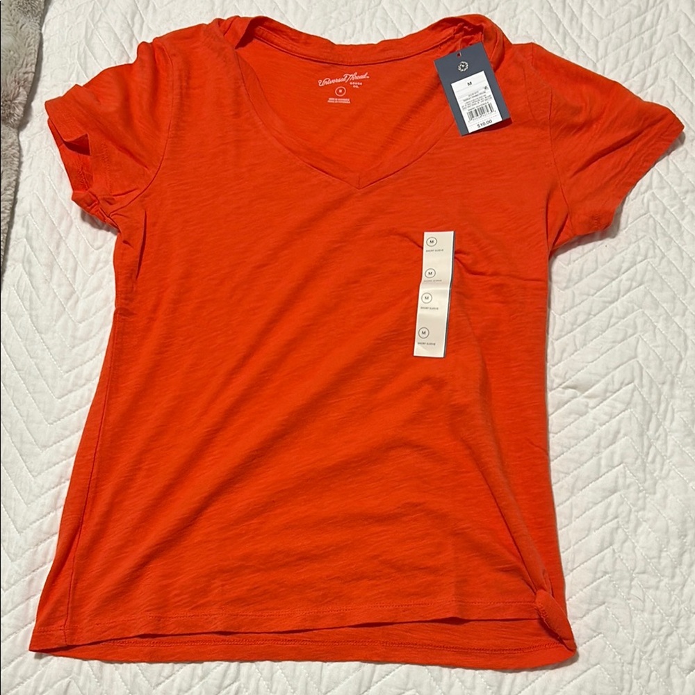 Vivid Orange V-Neck Top size medium, new